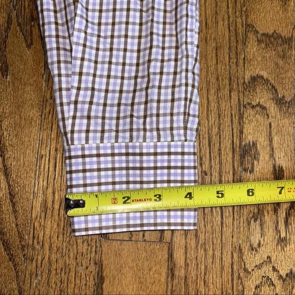 Peter Millar Dress Shirt Men Large Purple Check Relaxed Long Sleeve Button‎ Down - Picture 10 of 11